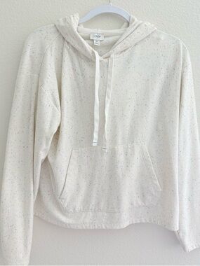 J. Crew white Speckled Drawstring Hoodie size medium